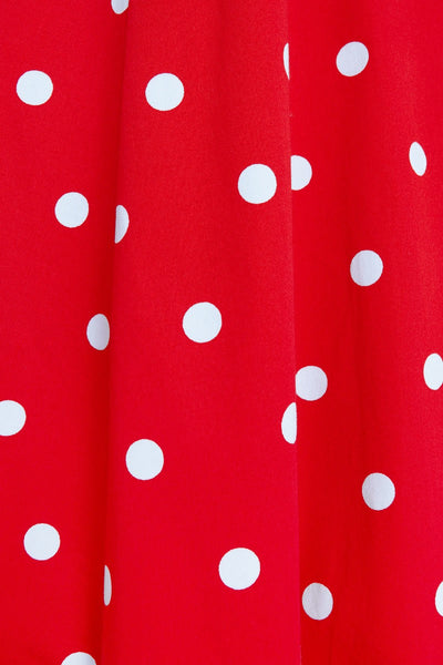 Barbara Cute & Flattering Short Sleeved Polka Dot Dress & Sweatheart Neckline in Red/White