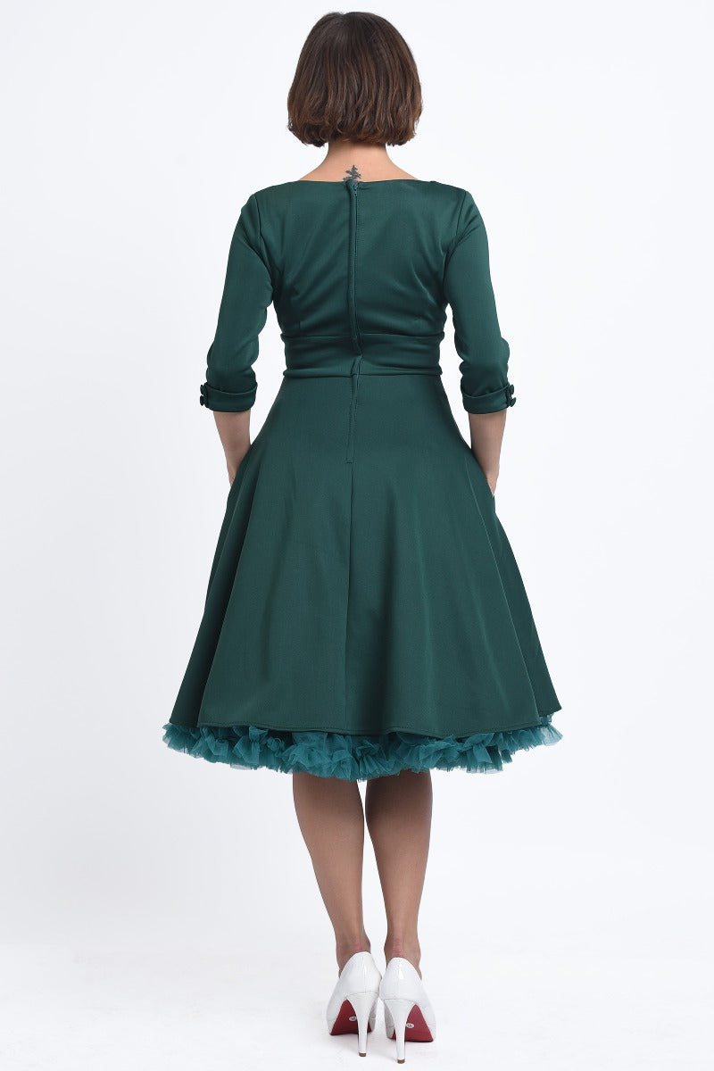Scarlette Long Sleeves Stretchy Dress in Green