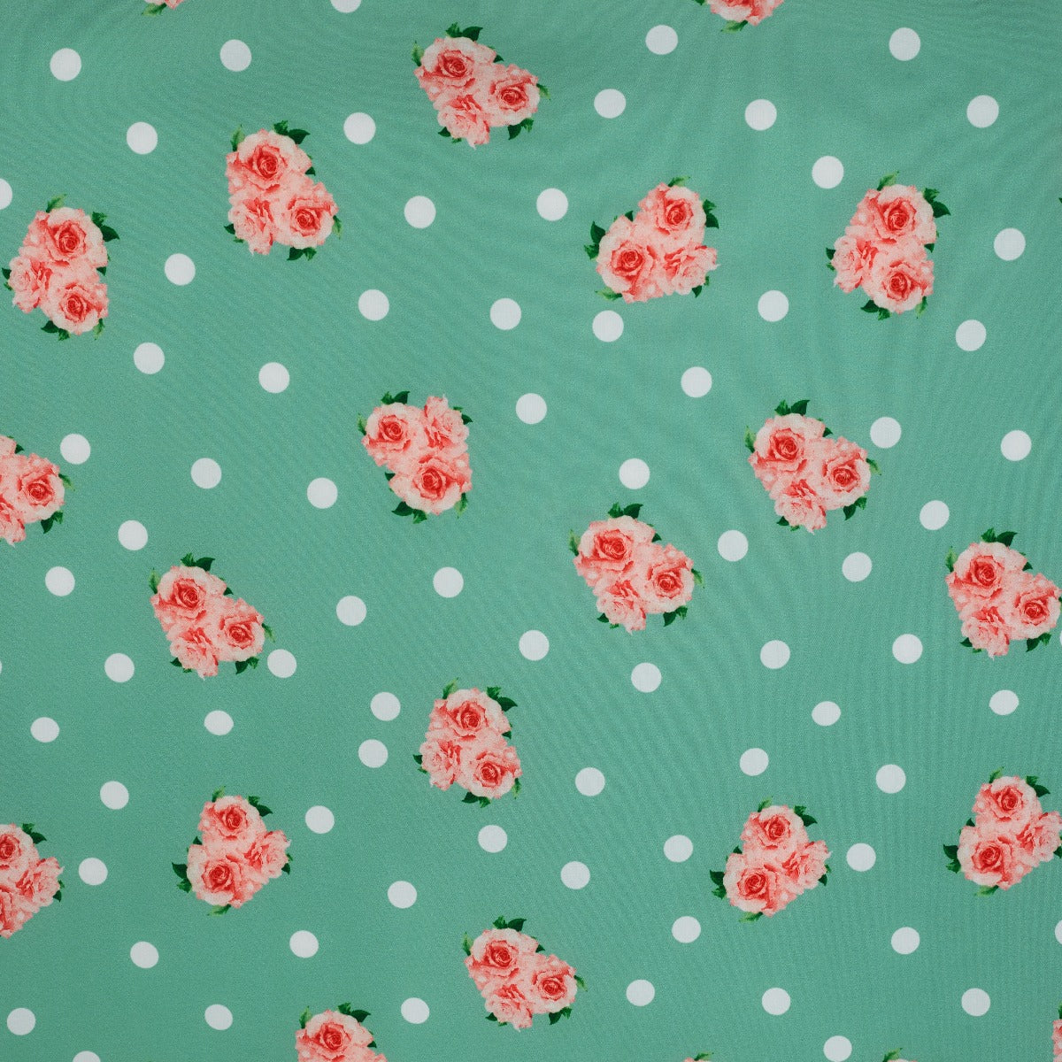 Viktoria 50s inspired A-line dress in Mint and Pink Rose Polka Dots