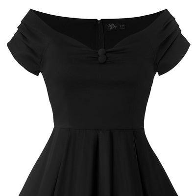 Lily Off Shoulder 50s Inspired Evening Dress in Black