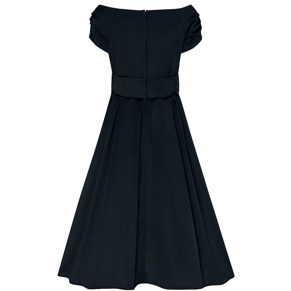 Lily Off Shoulder 50s  Satin Evening Dress in Black