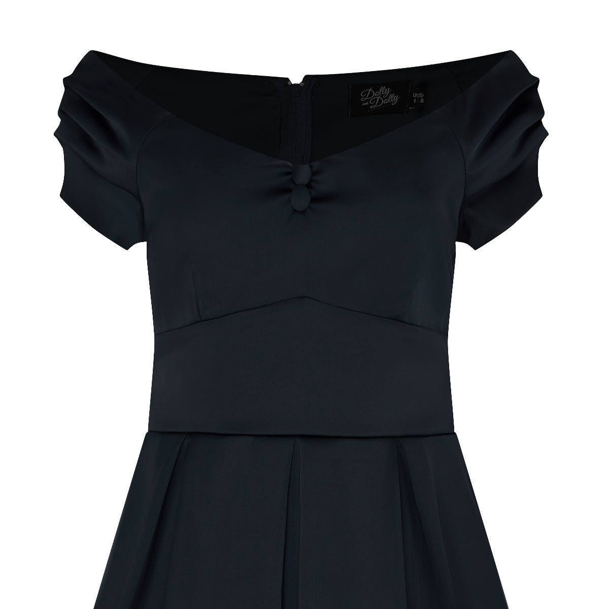Lily Off Shoulder 50s  Satin Evening Dress in Black