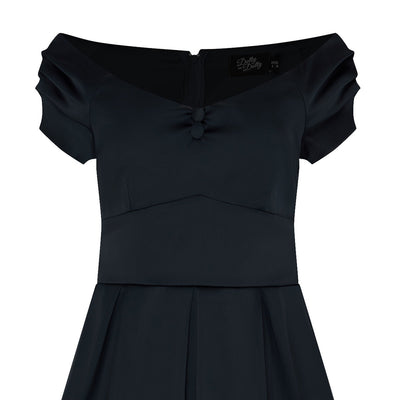 Lily Off Shoulder 50s  Satin Evening Dress in Black
