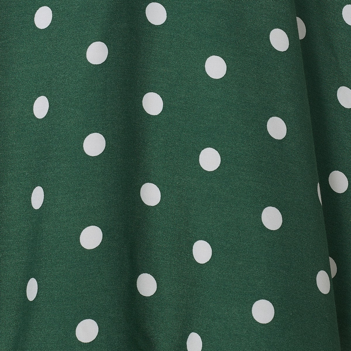 Janice V-neck Petal Sleeved Flared Dress in Green & White Polka Dots