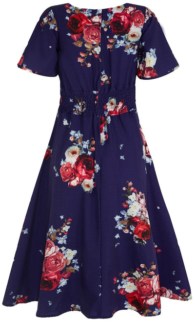 Janice Summer Dress with Floral print in Navy ?