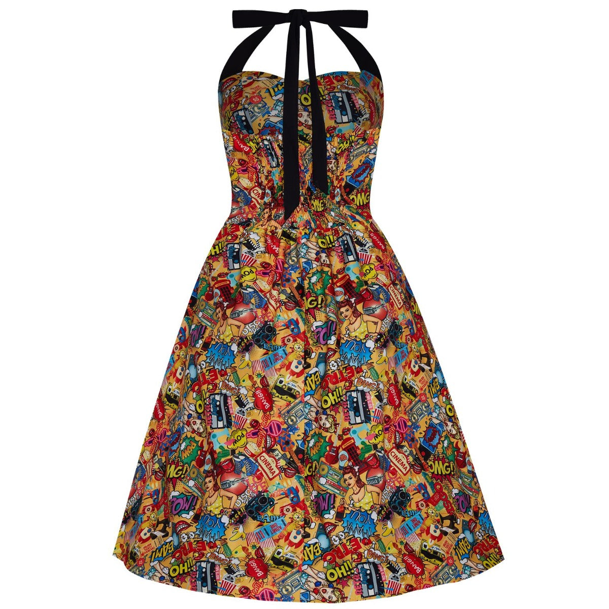 Sophia Rockabilly Halter Neck with Cute Comics Print