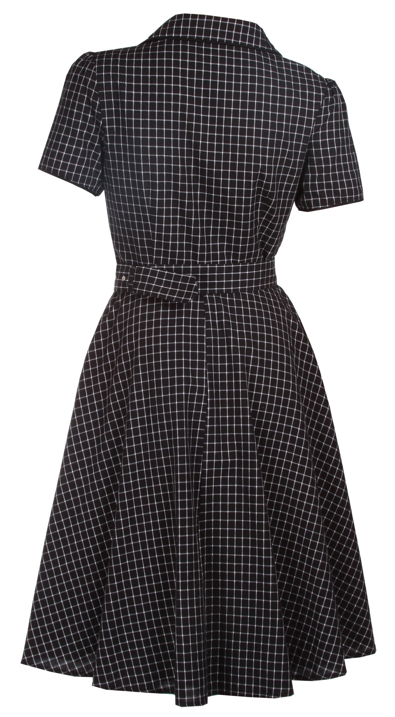 Janie Rockabilly Diner Shirt Dress in Black Checks