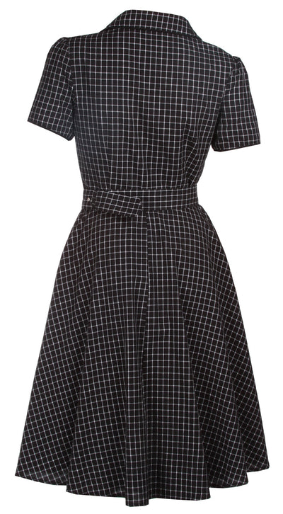 Janie Rockabilly Diner Shirt Dress in Black Checks