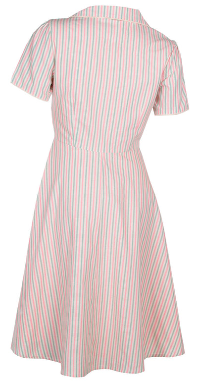 Janie Rockabilly Diner Shirt Dress in Pink-White-Green