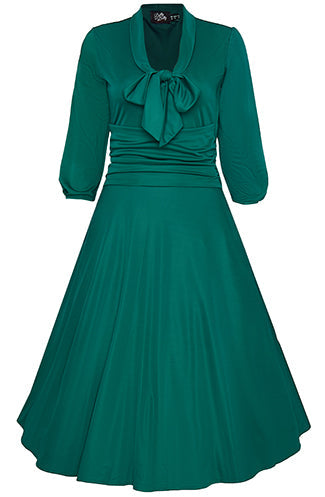 Sandra Vintage  Stretchy Green Bow Tie Dress DOTD