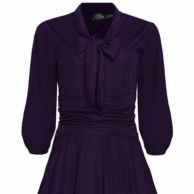 Sandra Vintage  Stretchy Purple Bow Tie Dress