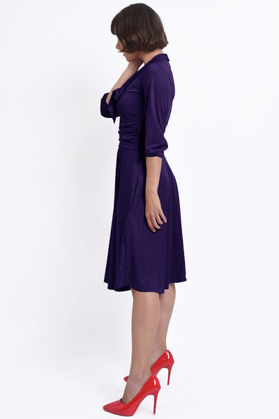 Sandra Vintage  Stretchy Purple Bow Tie Dress