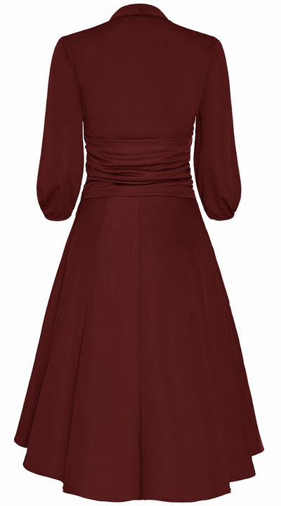 Sandra Vintage  Stretchy Burgundy Bow Tie Dress