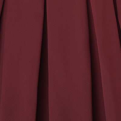 Amanda Scoop Neck Satin Swing Dress in Burgundy