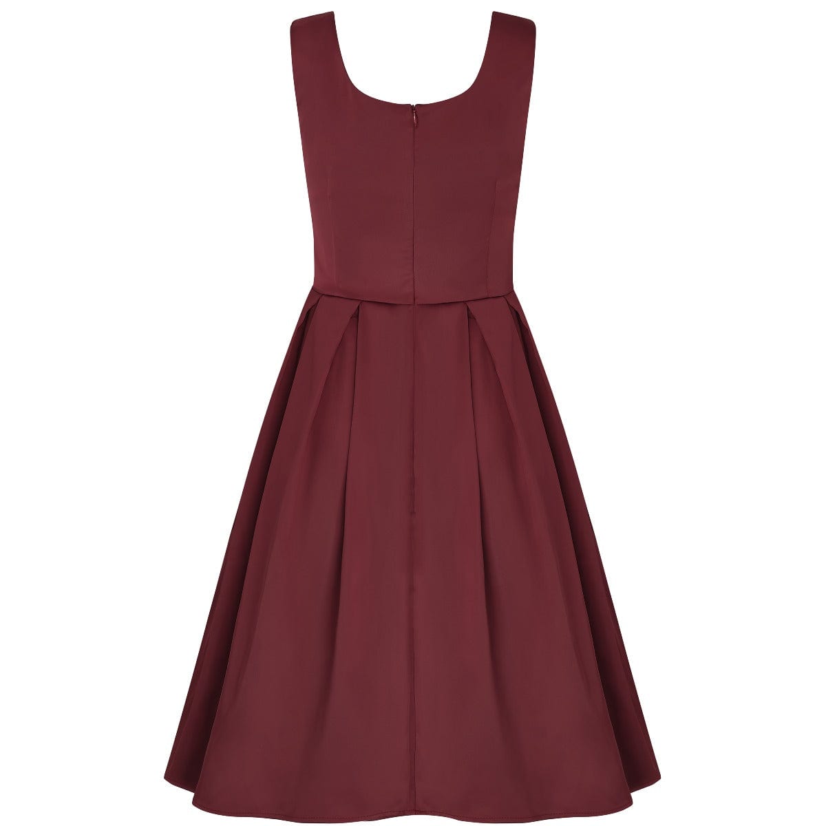 Amanda Scoop Neck Satin Swing Dress in Burgundy