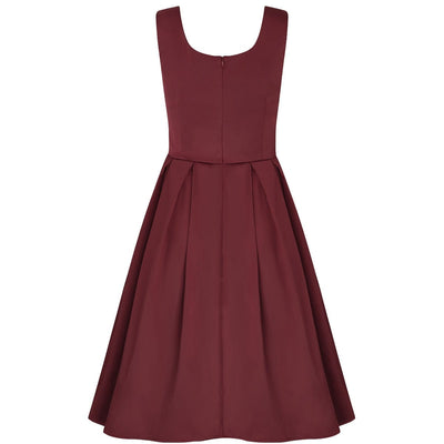 Amanda Scoop Neck Satin Swing Dress in Burgundy