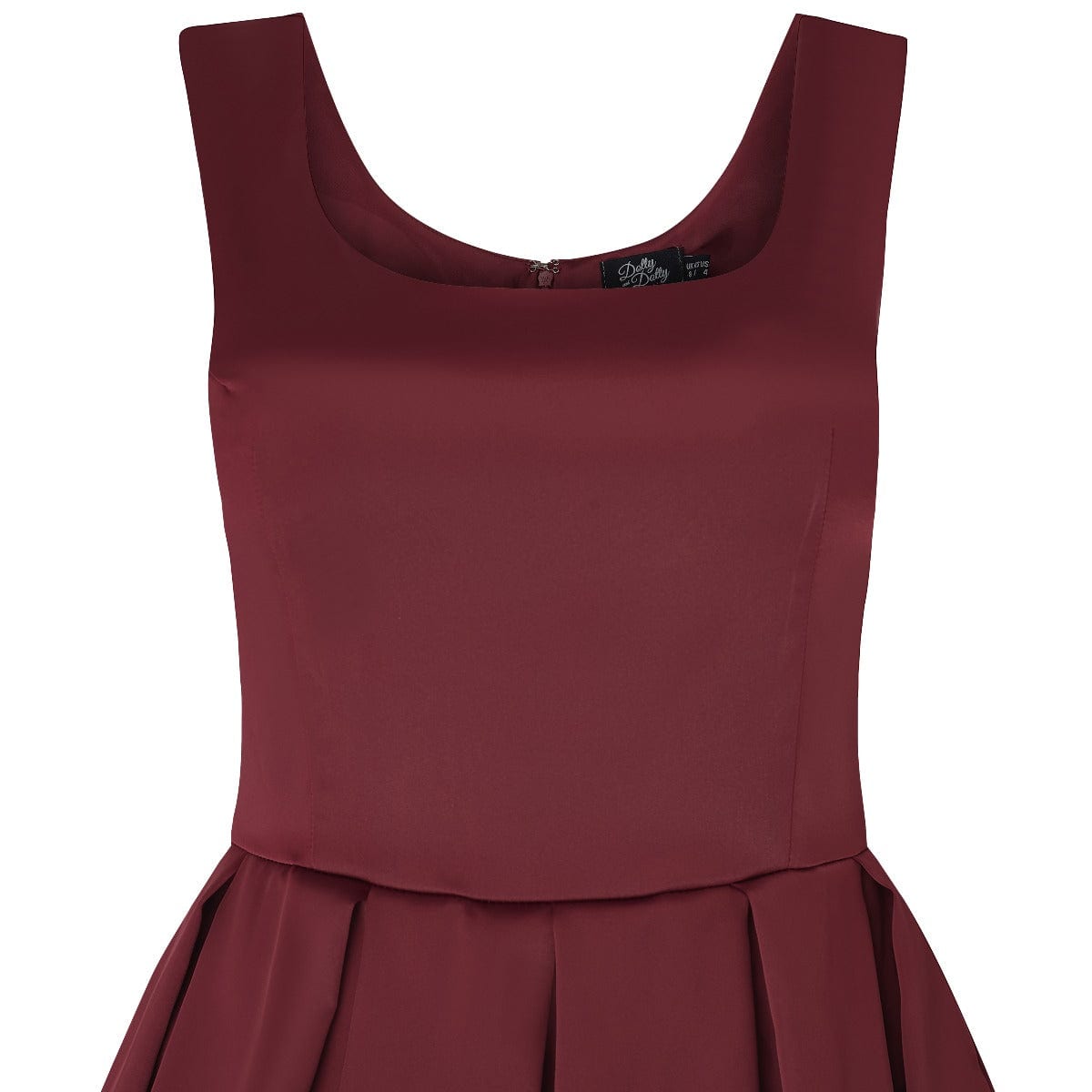 Amanda Scoop Neck Satin Swing Dress in Burgundy
