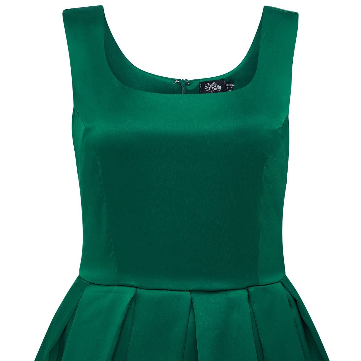 Amanda Scoop Neck Satin Swing Dress in Emerald Green
