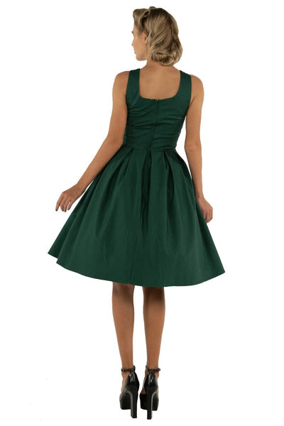 Amanda Scoop Neck Swing Dress in Dark Green