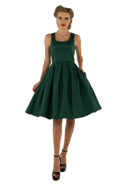 Amanda Scoop Neck Swing Dress in Dark Green