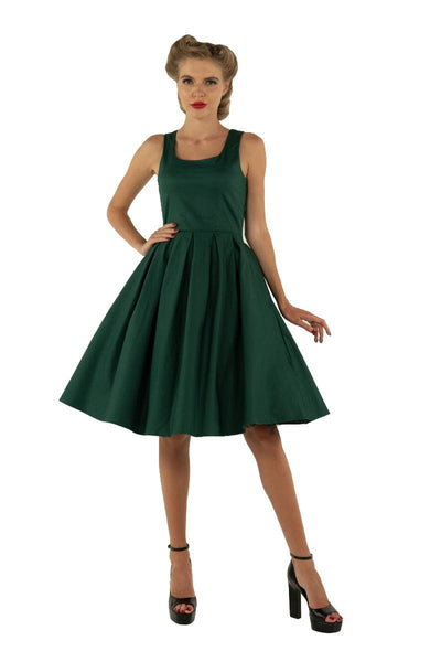 Amanda Scoop Neck Swing Dress in Dark Green