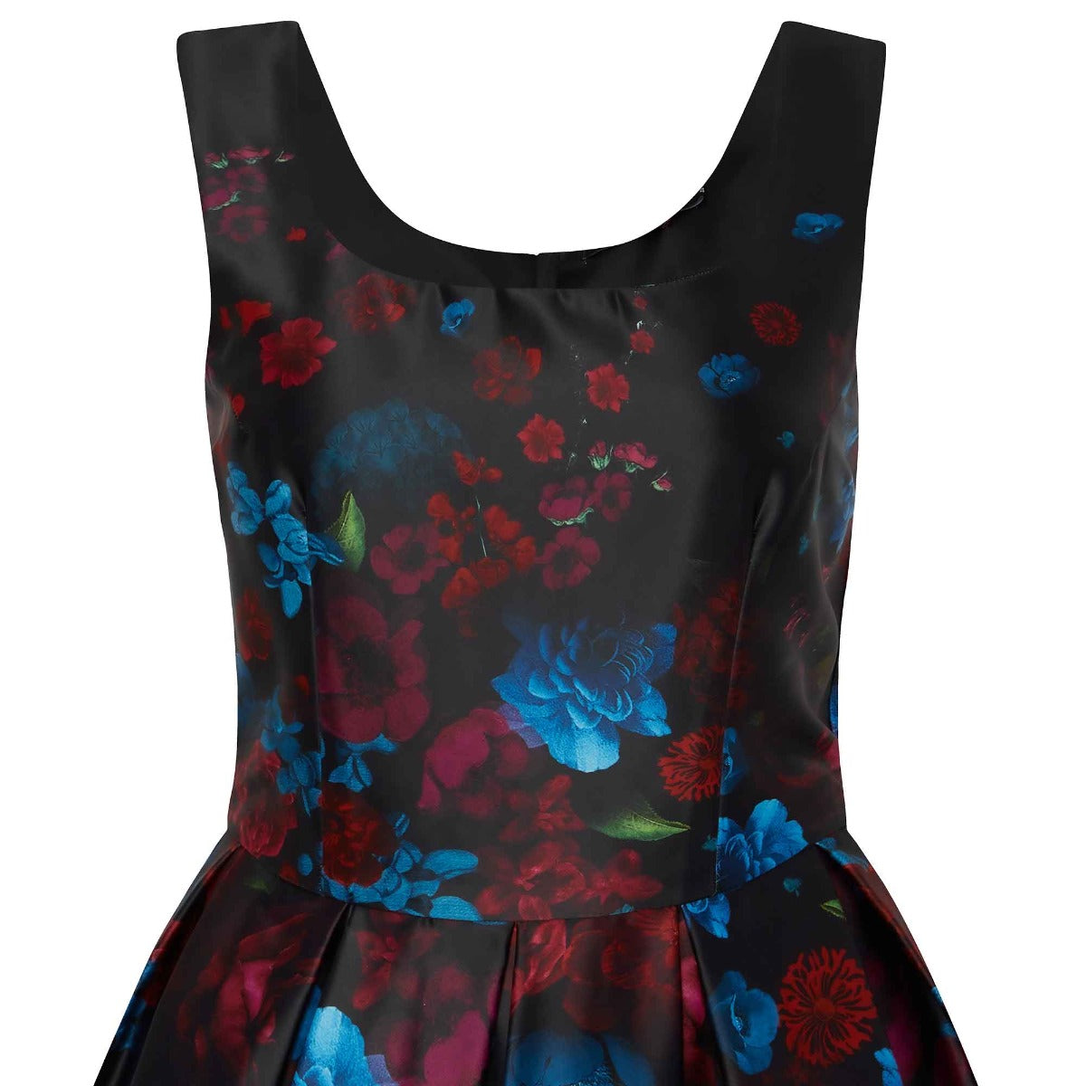 Gorgeous Amanda 50s Inspired Swing Dress Black Flower Print