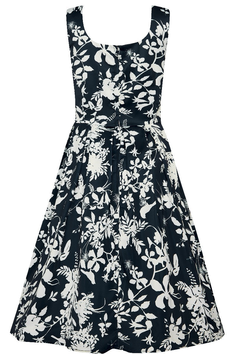 Gorgeous Amanda 50s Inspired Swing Dress Blue with White Flowers