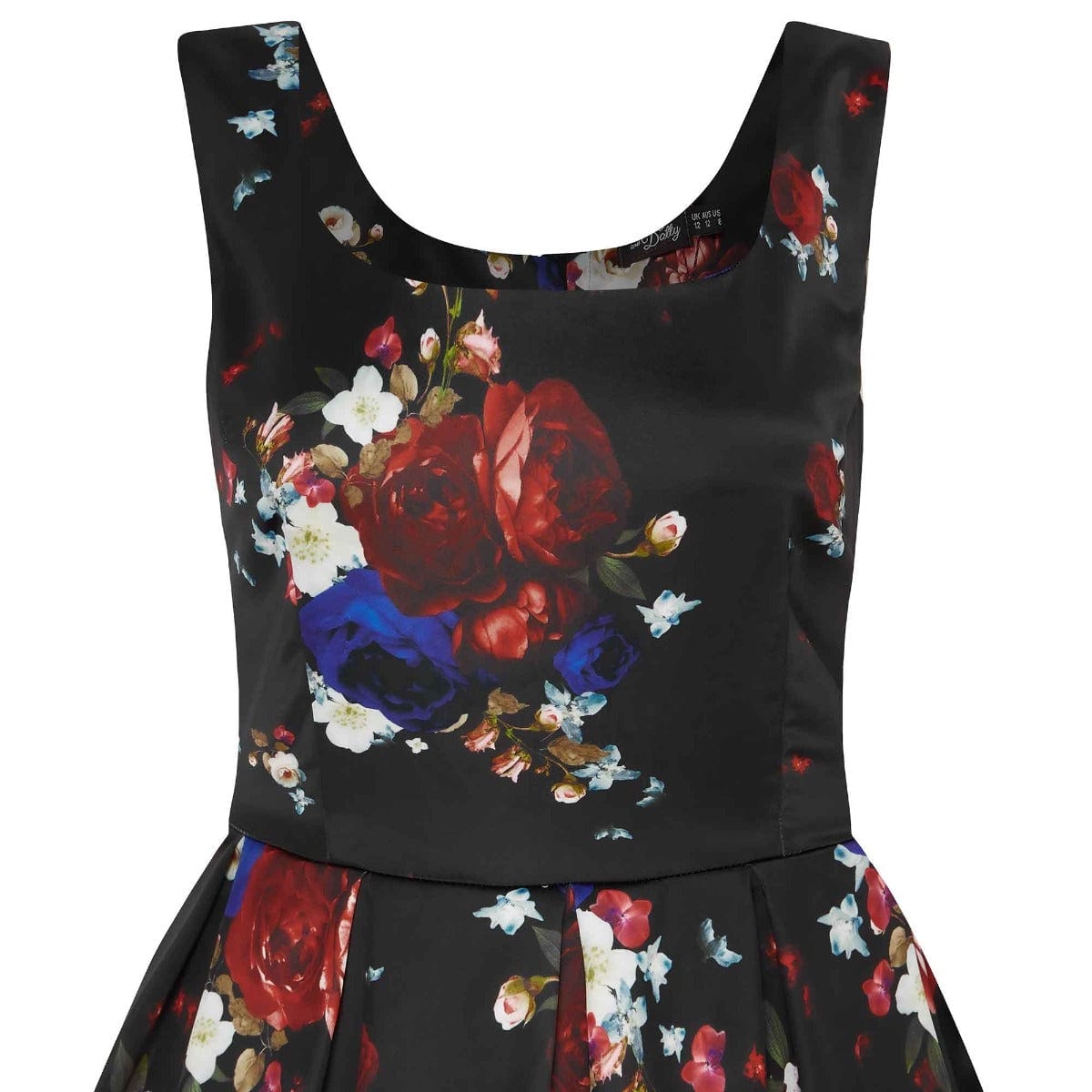 Amanda Inspired Black Swing Dress - A Rose & Floral Print