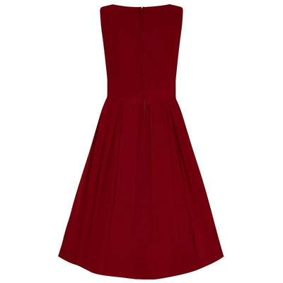 Elaine 50's Inspired Swing Dress in Burgundy