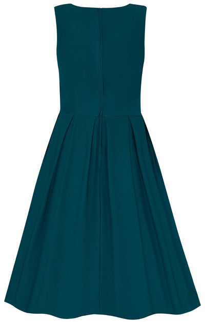 Elaine 50's Inspired Swing Dress in Petrol Blue