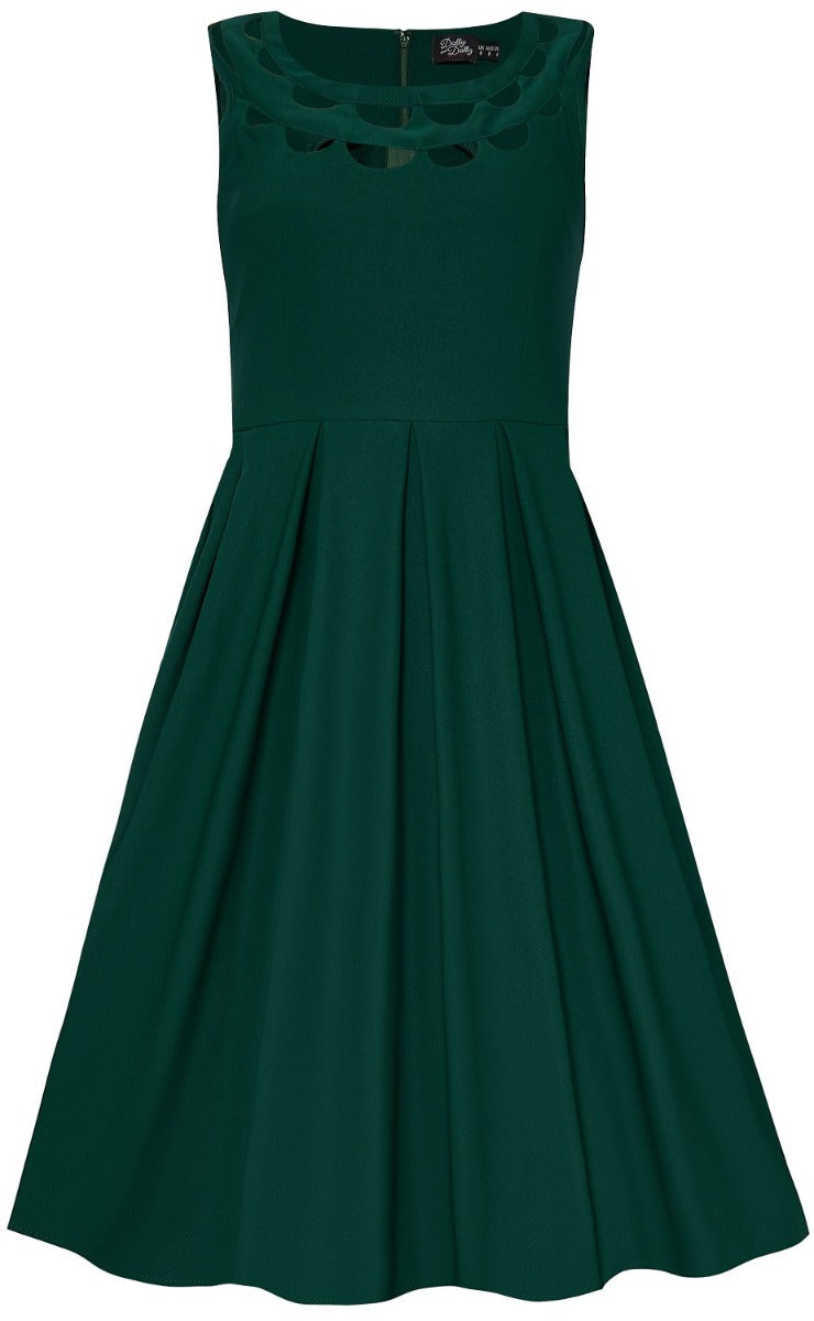 Elaine 50's Inspired Swing Dress in Emerald Green