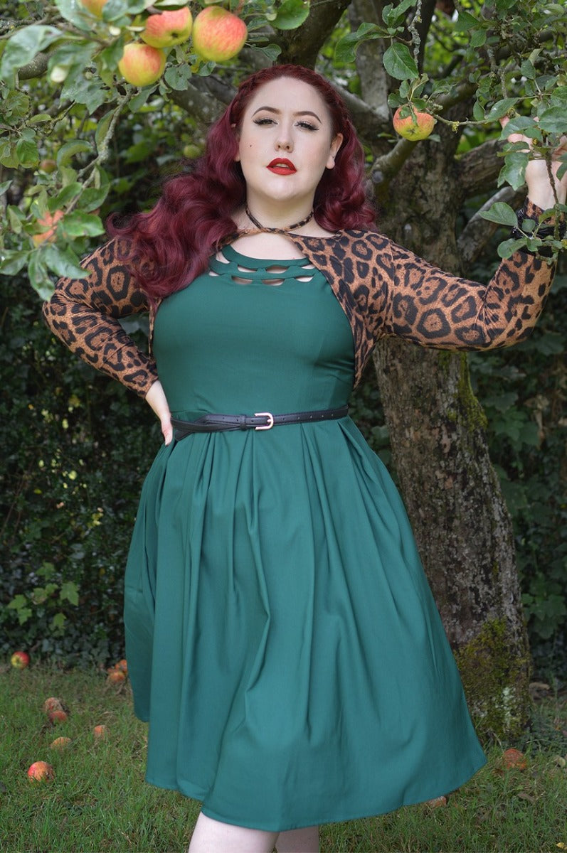 Woman's 50's Inspired Swing Dress in Emerald Green