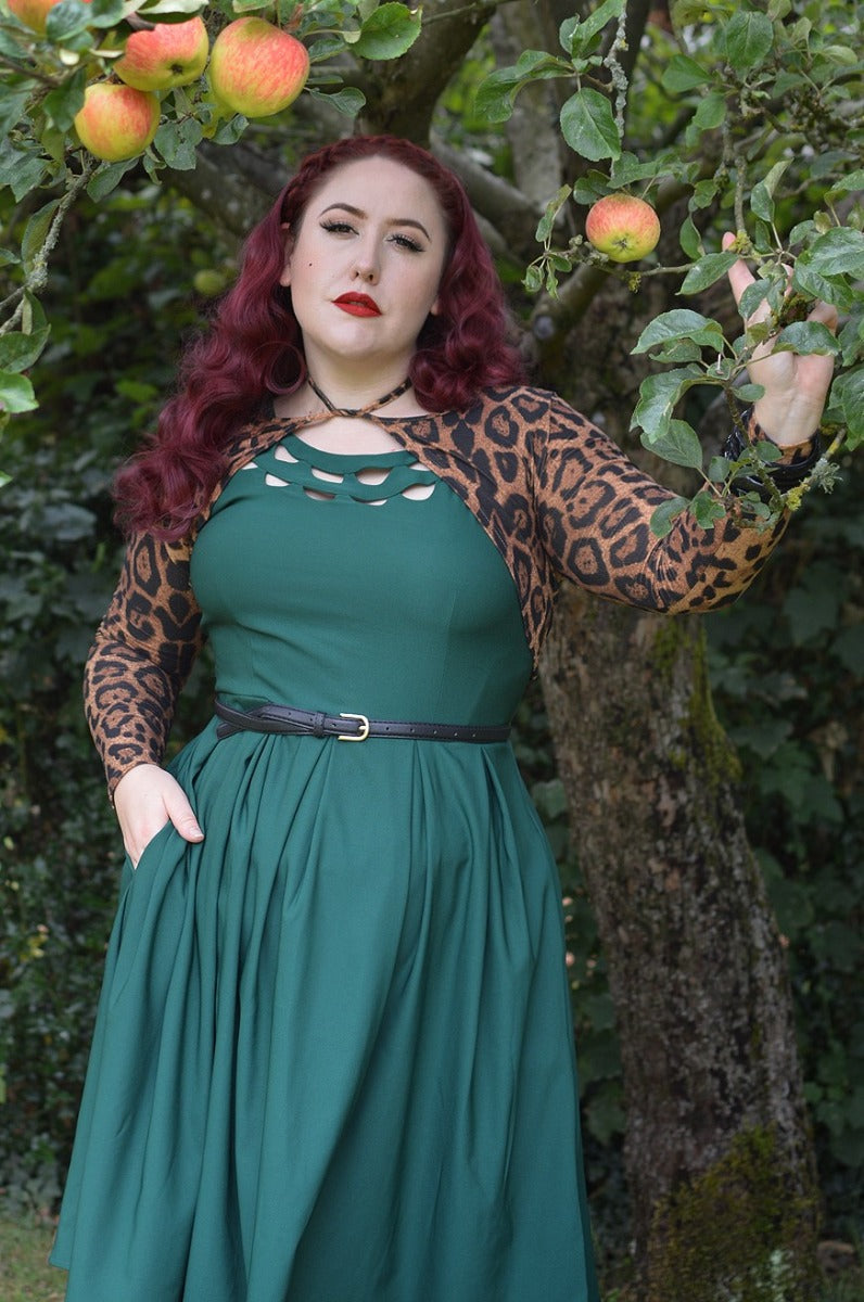 Woman's 50's Inspired Swing Dress in Emerald Green