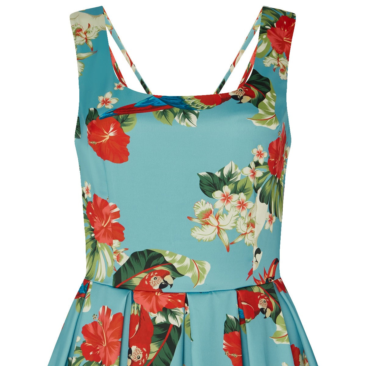 Patricia Subtle-Yet-Sexy Parrot Print Dress in Light Blue