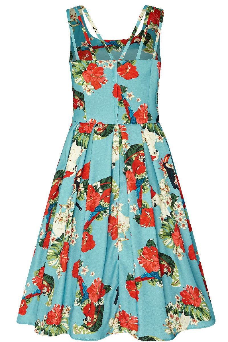 Patricia Subtle-Yet-Sexy Parrot Print Dress in Light Blue