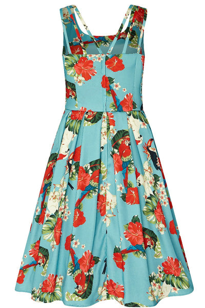 Patricia Subtle-Yet-Sexy Parrot Print Dress in Light Blue