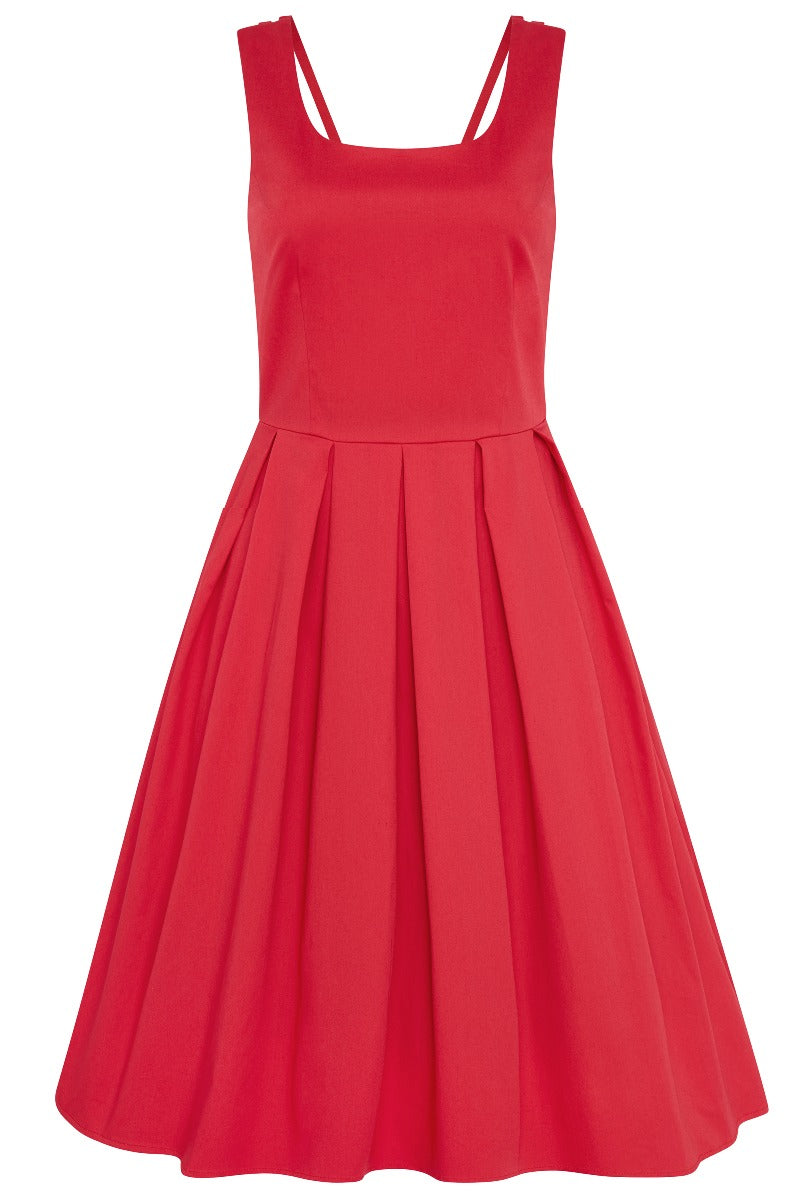 Patricia  Subtle-Yet-Sexy Flared Vintage Inspired Dress Red