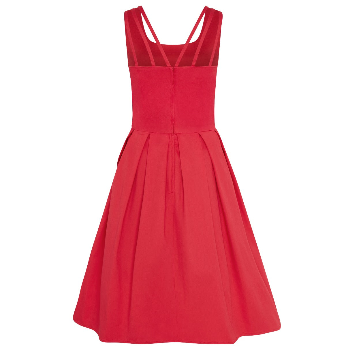 Patricia  Subtle-Yet-Sexy Flared Vintage Inspired Dress Red