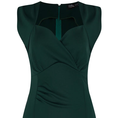 Emma Queen Anne Neckline Wiggle Dress - Green