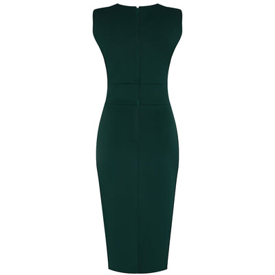 Emma Queen Anne Neckline Wiggle Dress - Green