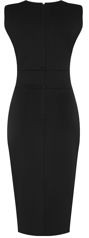 Emma Queen Anne Neckline Wiggle Dress - Black