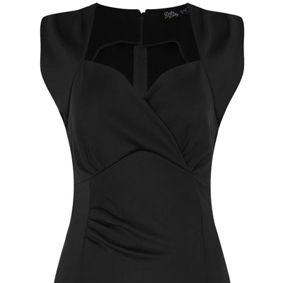 Emma Queen Anne Neckline Wiggle Dress - Black