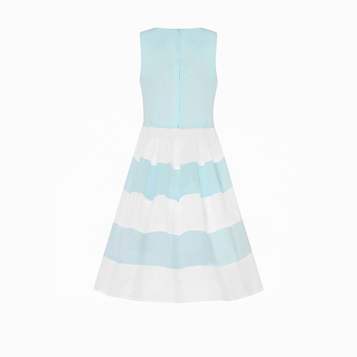 Vintage Inspired Kids Swing Dress with Sleeves in Pale Blue and White
