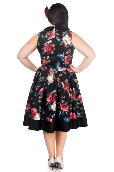 Vintage Inspired Swing Dress in Black Floral