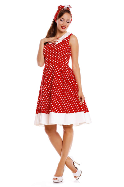 Vintage Inspired Swing Dress in Red Polka Dot