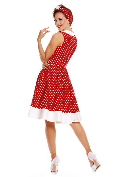 Vintage Inspired Swing Dress in Red Polka Dot