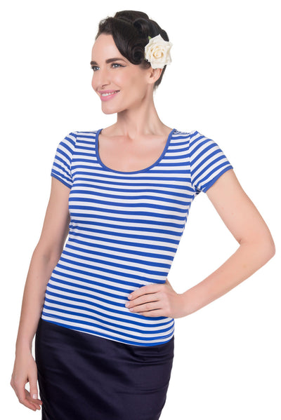 Vintage Rockabilly Stripe Top in Blue