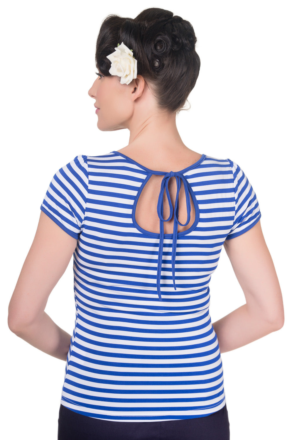 Vintage Rockabilly Stripe Top in Blue