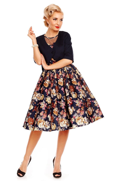 Vintage Style Floral Party Dress in Blue