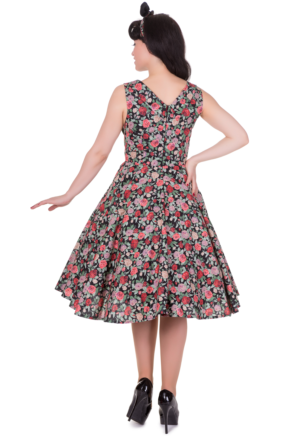 Vintage Style Jive Dress in Black Flowers Black